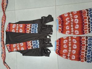 Adult Female Costumes to Hire - Hippy - Brown waistcoat with pattern, booties, headband - LADIES